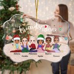 Ornamento acrílico personalizado Friends Forever Christmas Bestie Party Irregular Shape Birthday Christmas Gift for Bestie