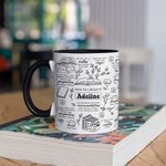 Spersonalizowany kubek ceramiczny z imieniem i nazwiskiem z Biblioteki Kawy z Codzienną Afirmacją Prezent dla Przyjaciela Rodziny Miłośnika Czytania Książek