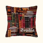 Personligt bibliotek bok retro design kasta kuddfodral med namn julklapp tillbaka till skolan gåva för bokälskare