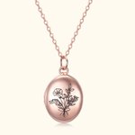 Collier Médaillon Gravé Personnalisé avec Photo Texte 1-4 Fleurs de Naissance Cadeau de Fête des Mères pour Femme