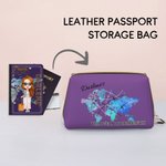 Portadocumentos de viaje de cuero de gran capacidad con mapa del mundo personalizado con nombre Aniversario Cumpleaños Regalo de viaje para mujer