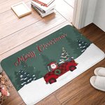 Tapis d'accueil personnalisé du Père Noël au volant d'une voiture Tapis de porte antidérapant et absorbant Cadeau de Noël pour la famille et les amis