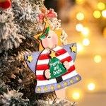 Gepersonaliseerd Kerstmis engel houten ornament Jingle Bell vorm vakantie thema opknoping ornament met kraal strikje kerstcadeau voor familie vriend k