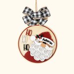 Personalizzato Natale Babbo Natale Ciondolo in legno Ornamento rotondo con fiocco e nome Decorazione albero di Natale Regalo di Natale per la famiglia