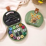 Personalised Sunflower Highland Cow Handwork Tool Portable Leather Sewing Kit Set with Name Birthday Christmas Gift for Her