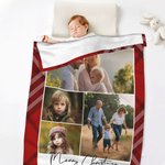 Gepersonaliseerde 4 foto's Collage Buffalo Plaid Zachte Deken Kerst Verjaardag Gift voor Vrienden Familie