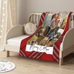 Gepersonaliseerde 4 foto's Collage Buffalo Plaid Zachte Deken Kerst Verjaardag Gift voor Vrienden Familie