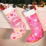 Bas de Noël Mode Poupée Rose Personnalisé avec Nom Décoration de l'arbre de Noël Cadeau parfait pour la famille Les enfants
