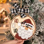 Personalizzato Natale Babbo Natale Ciondolo in legno Ornamento rotondo con fiocco e nome Decorazione albero di Natale Regalo di Natale per la famiglia