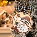 Personalizzato Natale Babbo Natale Ciondolo in legno Ornamento rotondo con fiocco e nome Decorazione albero di Natale Regalo di Natale per la famiglia
