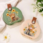 Personalised Sunflower Highland Cow Handwork Tool Portable Leather Sewing Kit Set with Name Birthday Christmas Gift for Her