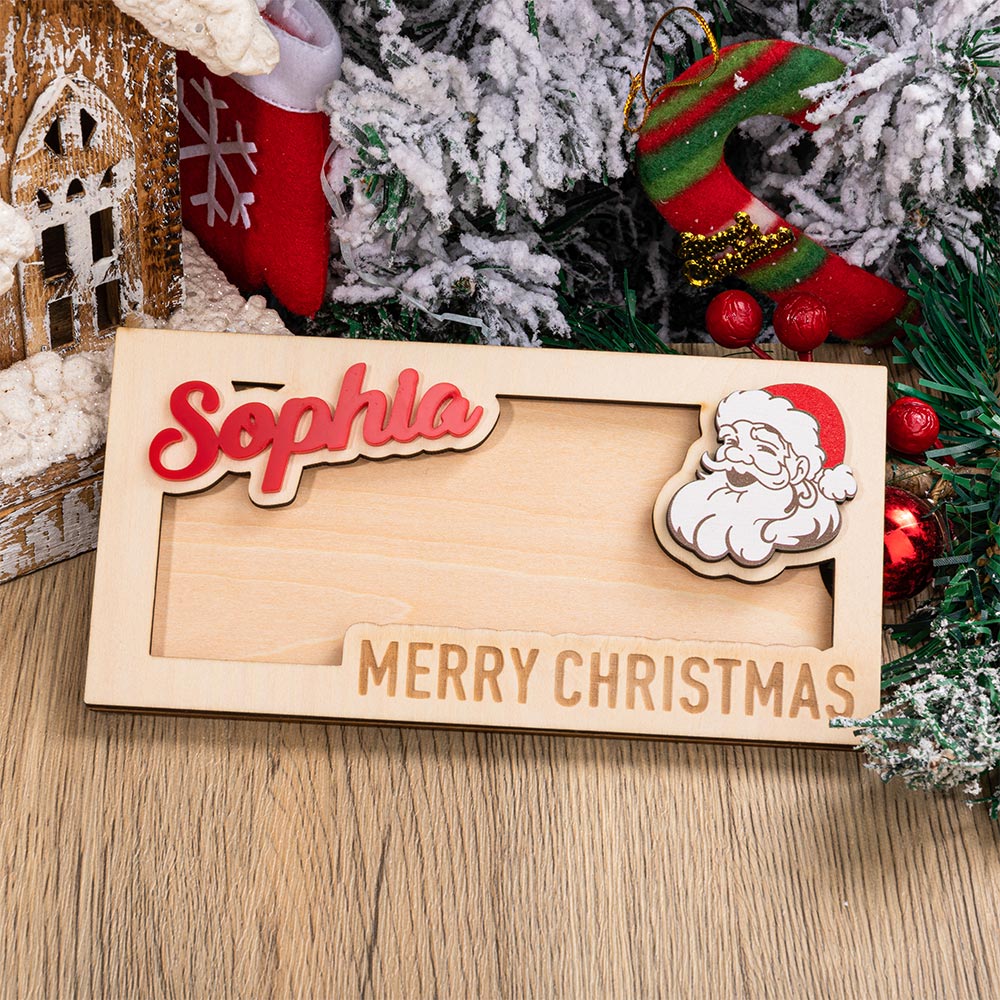 Personalized Christmas Money Holder, Custom Wooden Name Xmas Cash Holder, Fun Ways to Give Money as a Gift