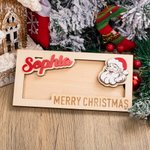 Portavalori personalizzato in legno di Babbo Natale con alce e testo inciso Regalo di Natale unico per bambini e famiglia