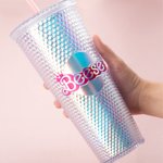 Personalised  Fashion Curved Name Stickers Water Resistant Holographic Vinyl Decal Label Birthday Gift for Sister Friend Pink Doll Lovers