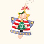 Gepersonaliseerd Kerstmis engel houten ornament Jingle Bell vorm vakantie thema opknoping ornament met kraal strikje kerstcadeau voor familie vriend k