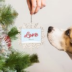 Gepersonaliseerd Love Dog Paw Sneeuwvlok Ornament met Naam Kerstboom Decor Kerstcadeau voor Familie Hond Liefhebber