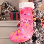 Bas de Noël Mode Poupée Rose Personnalisé avec Nom Décoration de l'arbre de Noël Cadeau parfait pour la famille Les enfants