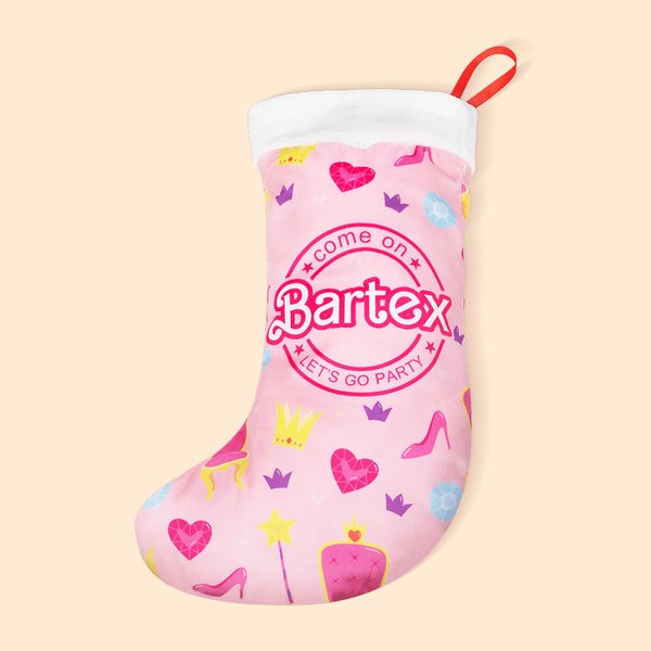 Bas de Noël Mode Poupée Rose Personnalisé avec Nom Décoration de l'arbre de Noël Cadeau parfait pour la famille Les enfants