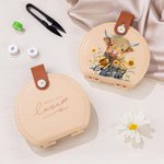 Personalised Sunflower Highland Cow Handwork Tool Portable Leather Sewing Kit Set with Name Birthday Christmas Gift for Her
