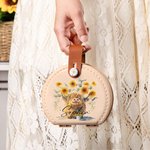 Personalised Sunflower Highland Cow Handwork Tool Portable Leather Sewing Kit Set with Name Birthday Christmas Gift for Her