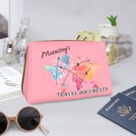 Portadocumentos de viaje de cuero de gran capacidad con mapa del mundo personalizado con nombre Aniversario Cumpleaños Regalo de viaje para mujer