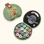 Personalised Sunflower Highland Cow Handwork Tool Portable Leather Sewing Kit Set with Name Birthday Christmas Gift for Her