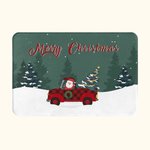 Tapis d'accueil personnalisé du Père Noël au volant d'une voiture Tapis de porte antidérapant et absorbant Cadeau de Noël pour la famille et les amis
