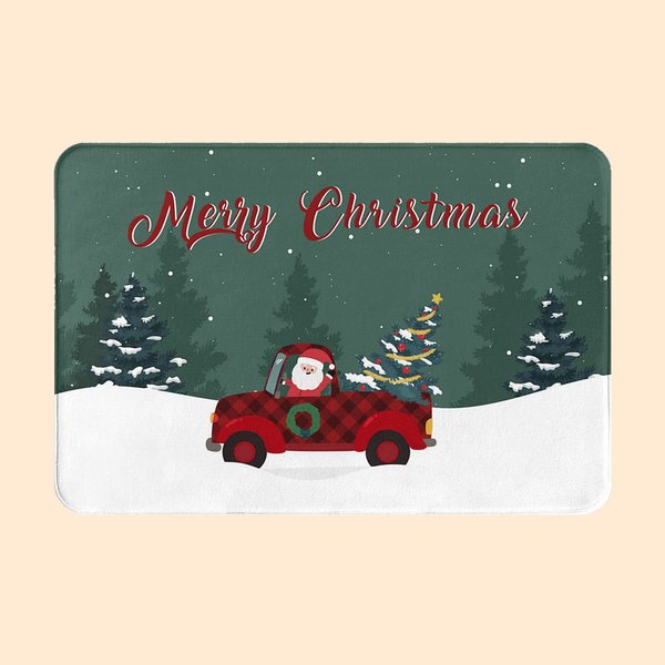 Personalizzato Babbo Natale alla guida di un'auto Tappetino di benvenuto antiscivolo assorbente per porta Regalo di Natale per amici di famiglia