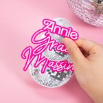 Autocollant pour Boule de Disco Personnalisé avec Nom Étiquette Style Rose Résistante à l'Eau Cadeau Anniversaire Noël pour Ami