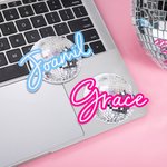 Autocollant pour Boule de Disco Personnalisé avec Nom Étiquette Style Rose Résistante à l'Eau Cadeau Anniversaire Noël pour Ami