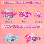Autocollant pour Boule de Disco Personnalisé avec Nom Étiquette Style Rose Résistante à l'Eau Cadeau Anniversaire Noël pour Ami
