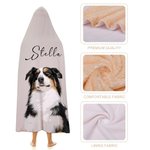 Manta con capucha personalizada con foto de mascota en acuarela, gorro y nombre Regalo de cumpleaños, Navidad y conmemoración para los amantes de las 