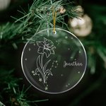 Ornement d'Étoiles Pailletées Personnalisé avec Zodiaque et Fleur de Naissance Décor d'Arbre de Noël Cadeau Anniversaire pour Ami Famille