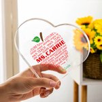 Gepersonaliseerd Appelpatroon Hartvormig Acrylplaquette De Week van de Leraarwaardering Dank U Bureaudecor voor Leraar