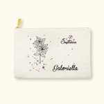 Sac de Maquillage Personnalisé avec Nom Signe Astrologique et Fleur de Naissance Cadeau Anniversaire Noël Mariage pour Mère Amies Sœurs