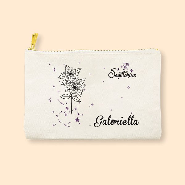 Gepersonaliseerde 12 sterrenbeeld geboorte bloem make-up tasje verjaardag kerst bruiloft cadeau voor moeder vrienden zussen