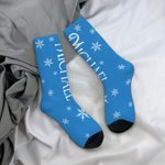 Personalisierte bunte Schneeflocke Stern Bogen Crew Socken Knie hohe Socken weichen Komfort atmungsaktive Socken Weihnachten Geschenk für Familie Freu