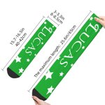 Personalisierte bunte Schneeflocke Stern Bogen Crew Socken Knie hohe Socken weichen Komfort atmungsaktive Socken Weihnachten Geschenk für Familie Freu