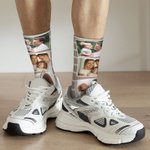 Calzini personalizzati colorati con collage di 5 foto Calzini alti fino al ginocchio Morbido comfort traspirante Regalo di Natale per gli amici della 