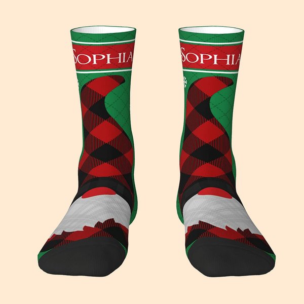 Personalizada de Navidad Santa Claus Pingüino Muñeco de Nieve Crew Calcetines hasta la rodilla Calcetines Comodidad suave transpirable regalo de Navid