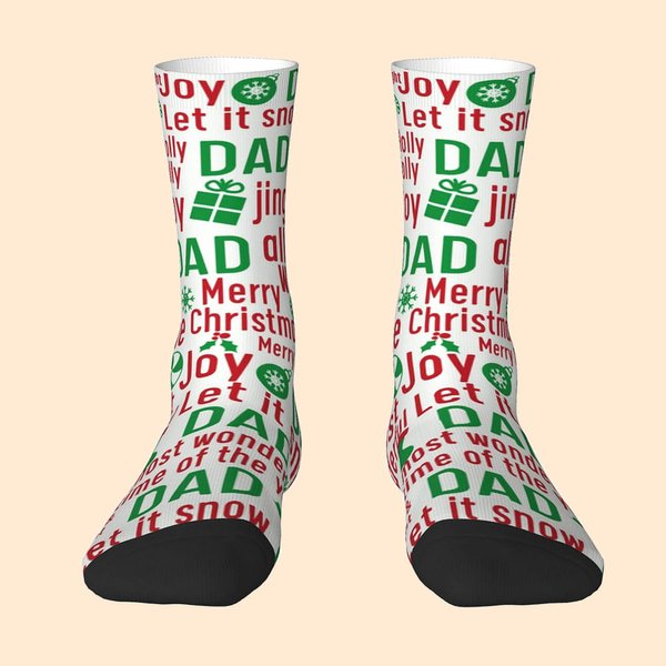 Personalized Family Christmas Crew Socks Knee High Socks Soft Comfort Breathable Socks Christmas Gift for Family Friends