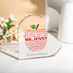 Gepersonaliseerd Appelpatroon Hartvormig Acrylplaquette De Week van de Leraarwaardering Dank U Bureaudecor voor Leraar