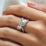 Henkilökohtainen 1-8 nimet Perhe Birthstone Ring Äitienpäivä Joulu Syntymäpäivä Lahja Äiti Isoäiti Isoäiti