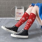 Personalisierte bunte Schneeflocke Stern Bogen Crew Socken Knie hohe Socken weichen Komfort atmungsaktive Socken Weihnachten Geschenk für Familie Freu