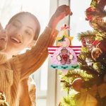 Gepersonaliseerd Kerstmis engel houten ornament Jingle Bell vorm vakantie thema opknoping ornament met kraal strikje kerstcadeau voor familie vriend k