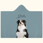 Manta con capucha personalizada con foto de mascota en acuarela, gorro y nombre Regalo de cumpleaños, Navidad y conmemoración para los amantes de las 