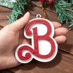 Personalised Sweets Style Glitter Wooden Stocking Tag with Name or Letter Cute Christmas Tree Hanging Decor for Doll Fashion Fans Pet Lovers