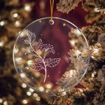 Ornement d'Étoiles Pailletées Personnalisé avec Zodiaque et Fleur de Naissance Décor d'Arbre de Noël Cadeau Anniversaire pour Ami Famille