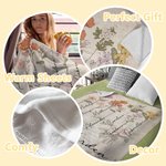 Personalised Watercolour Birth Flower Blanket with Name and Love Grows Here Quote Retro Home Decoration Birthday Gift for Mom Grandma