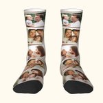 Calzini personalizzati colorati con collage di 5 foto Calzini alti fino al ginocchio Morbido comfort traspirante Regalo di Natale per gli amici della 